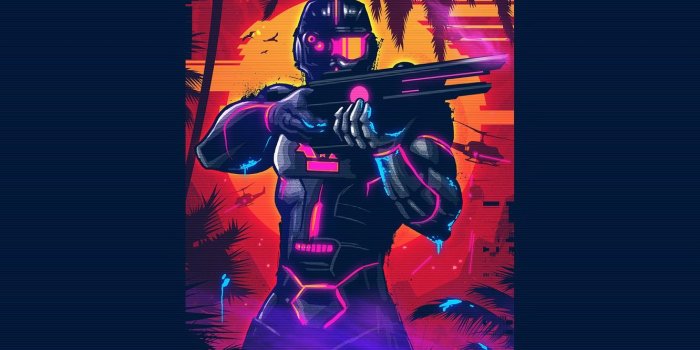 1332x850 Photo Wallpaper Music, Neon, Game, Blood Dragon, Synth, - Retrowave