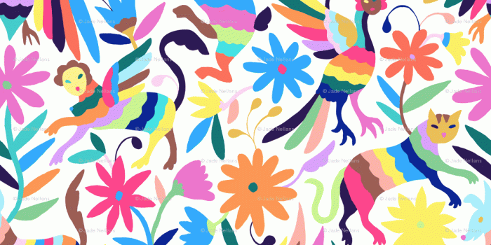 1125x1000 Mexican Otomi Animals - Small Multicolor wallpaper - jadefrolics