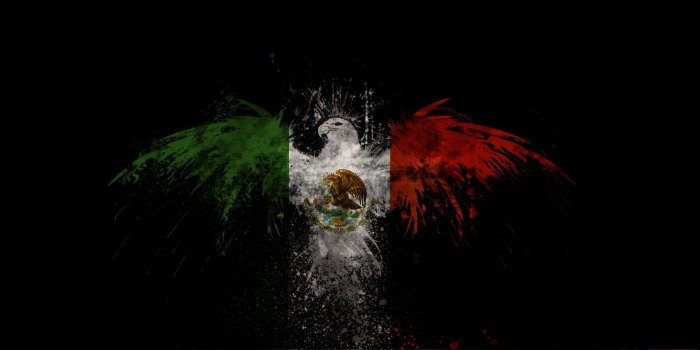 2500x1038 Red, white, and red eagle illustration, Mexico, flag, eagle, digital