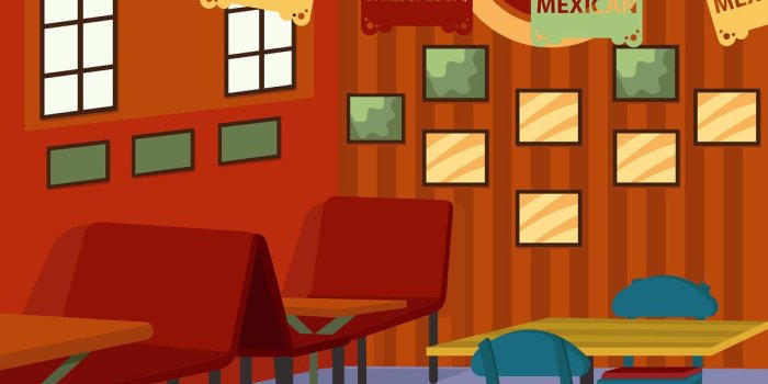 1136x936 Mexican Cantina With Striped Wallpaper Vector Vector Art & Graphics