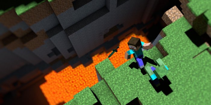 1920x1080 video games, zombies, lava, cliff, Minecraft :: Wallpapers