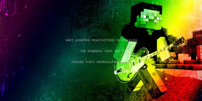 2560x1600 minecraft steve zombie playing guitar music