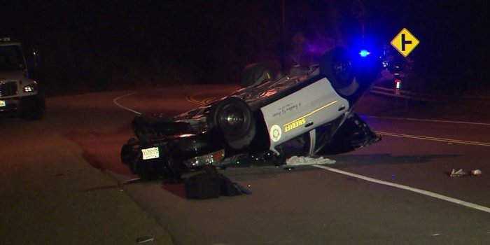 1920x1080 Sheriff's Patrol Vehicle Crashes, Overturns in Malibu; 2 Deputies