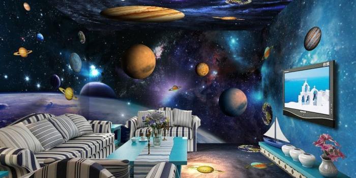 1024x786 3D Universe Galaxy Planets Sky Entire Living Room Wallpaper Wall
