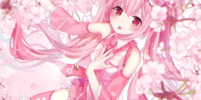 3272x2296 Download 3272x2296 Hatsune Miku, Pink Hair, Sakura Blossom