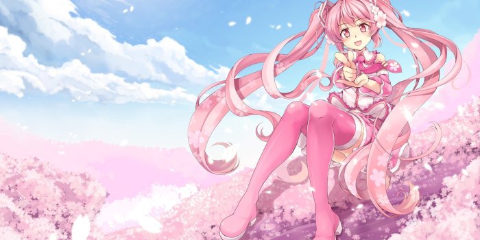 1920x1200 Hatsune Miku Surrended by Spring Blossoms | WallpapersWebs