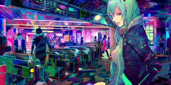 1920x1200 2896237 cyberpunk headphones vocaloid train station pink hatsune