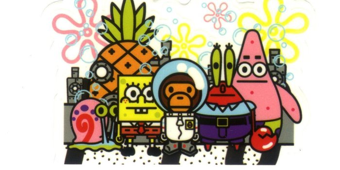1111x1111 1229 Baby Milo x Spongebob and friends , 5.5 x 8 cm, decal sticker