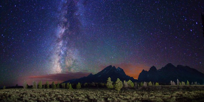 2048x1365 horizon, night, stars, milky way :: Wallpapers