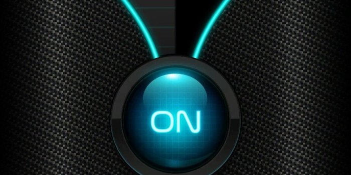 1080x1920 Black with Neon Teal Power Button Wallpaper | *Abstract and