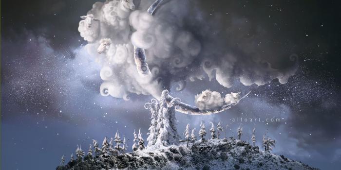 1920x1200 Digital art: Count the sheep and have a Christmas dream., desktop