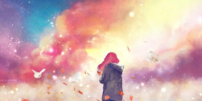 1332x850 Wallpaper Color, Girl, Dove, Bird, Birds, Girl, Pigeons, Fantasy