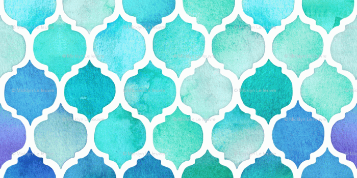 900x1344 Blue and Green Moroccan Pattern wallpaper - micklyn - Spoonflower