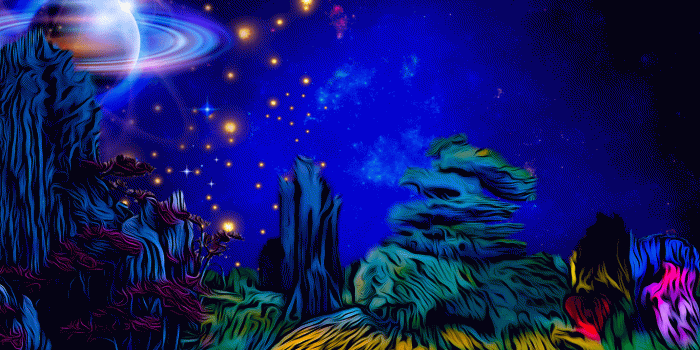 1366x768 Download 1366x768 Planet, Digital Art, Saturn, Stars, Colorful