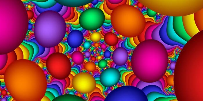 1366x768 Download wallpaper 1366x768 balls, colorful, background, bright