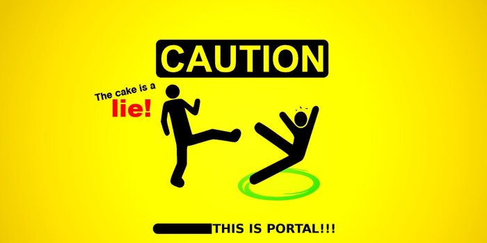 1920x1200 HD wallpaper: cake, caution, lie, portal, sparta | Wallpaper Flare