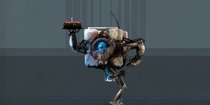 1920x1200 Portal Robot with Cake widescreen wallpaper