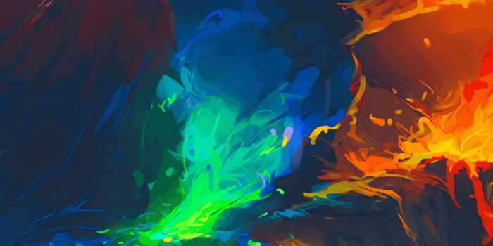 1125x2436 Artist, volcano eruption, waves, colorful, fantasy, art wallpaper