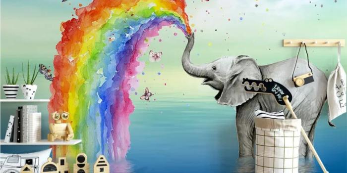 1185x831 3d wallpaper custom photo mural Nordic simple cute elephant watercolor  children s house background wall home decor wall art pictures