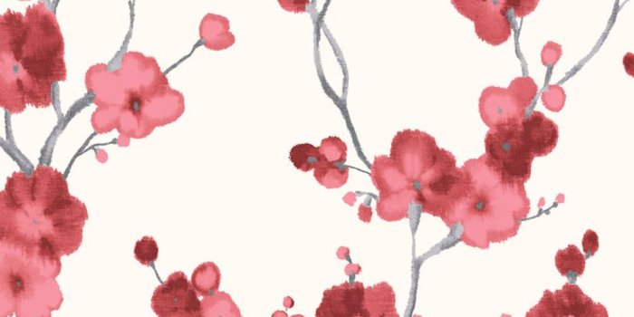 1000x1000 Watercolor Minimalist Blossoms Floral Red and White Wallpaper