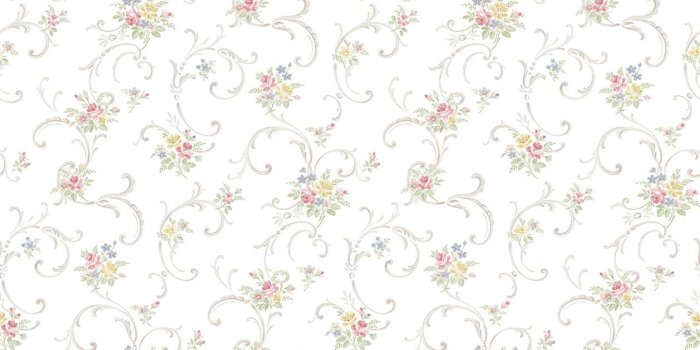 1258x1280 Mini Floral Scroll Wallpaper in Cool Rose FL90702 from Wallquest