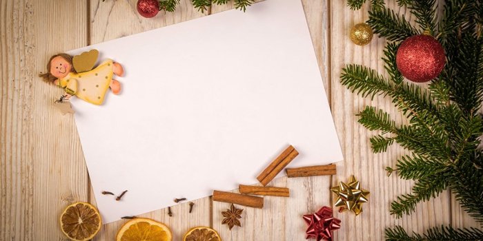 1280x800 Images New year Sheet of paper Angels Balls Branches Template