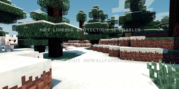 1600x900 minecraft snow scene 2 mojang coolio wolf