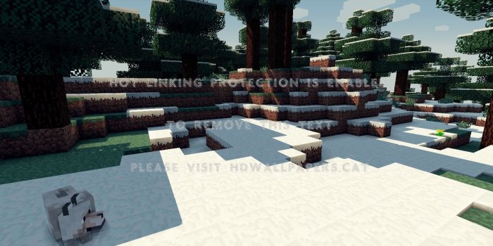 1600x900 minecraft snow scene mojang wolf awesome