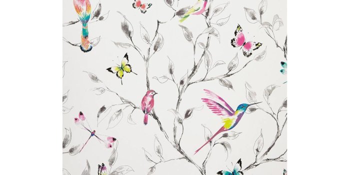 1440x1920 John Lewis & Partners Hummingbird Trees Wallpaper, Multi