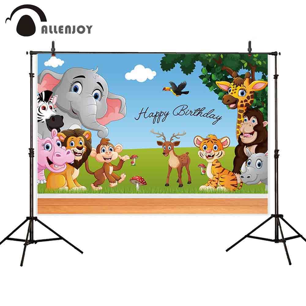 1000x1000 US $9.31 33% OFF|Allenjoy children theme photography backdrop zoo birthday  mushroom cartoon wild animal landscape photophone wallpaper background-in 