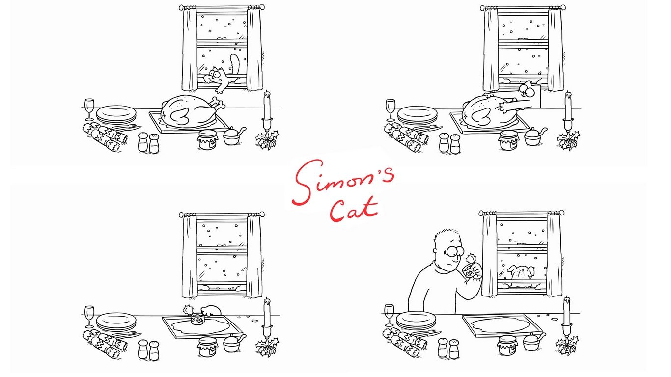 1366x768 Download wallpaper 1366x768 simons cat, turkey, christmas, cartoon