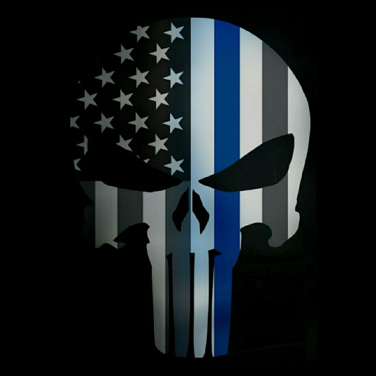1300x1300 55+ Thin Blue Line Skull Wallpapers - Download at WallpaperBro