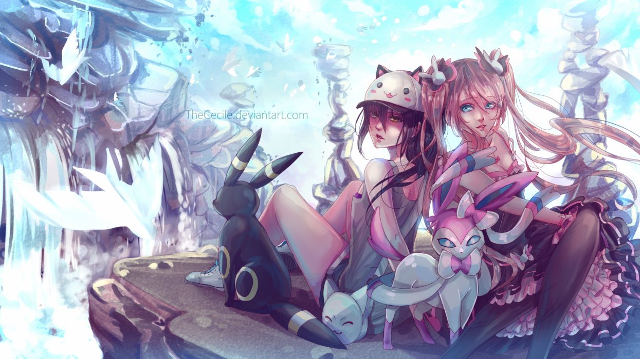 1245x700 Konachan com - 250880 2girls dress hat original pokemon sylveon