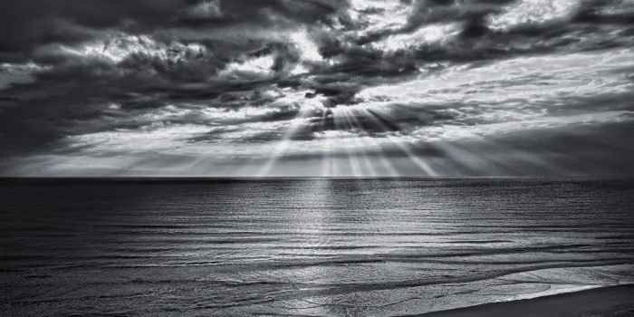 1600x1200 Black and White Beach Rays of Light wallpaper – The day in