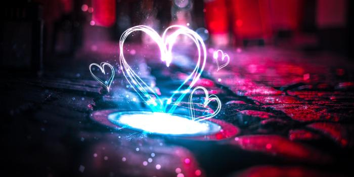 2560x1600 Valentine's day - artistic neon lights hearts HD wallpaper download