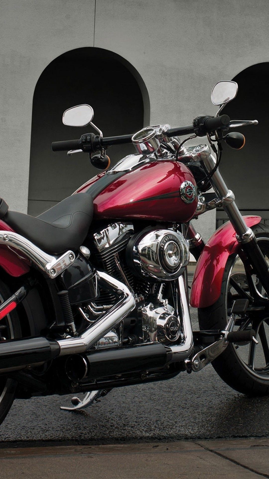 1080x1920 Download 1080x1920 Harley Davidson Softail Breakout, Side View, Red