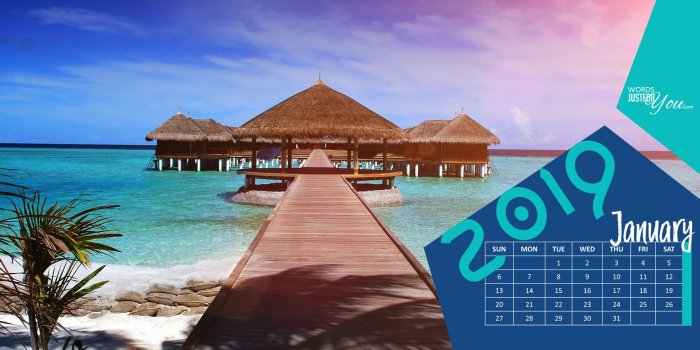 1920x1080 January 2019 Calendar HD Desktop Wallpaper | Words Just for You