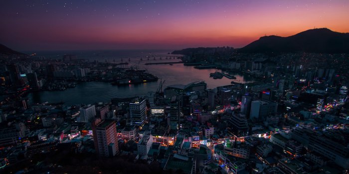 3840x2400 Download wallpaper 3840x2400 night city, aerial view, city lights