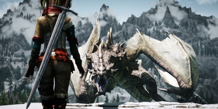 1920x1080 Skyrim Girl vs Dragon Wallpaper | DigitalArt.io