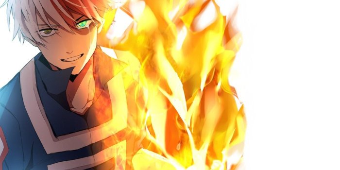 1332x850 Wallpaper fire, guy, Boku no Hero Academy, Todoroki Shouto, Todoroki