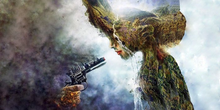 1920x1080 abstract, Nature, Industrial, Waterfall, Pistol Wallpapers HD