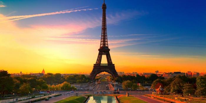1366x768 Download HD France Paris Eiffel Tower Sunset Wallpaper – WallpapersByte