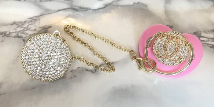 1200x900 Fashionista Baby Chanel Inspired Swarovski Crystal Bling Pacifier