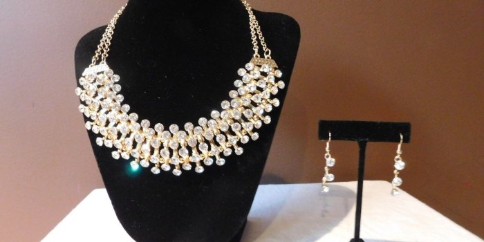 1600x1200 NEW Costume fashion jewelry set: Bling necklace and earrings – LZ