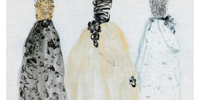 2000x2000 Bling Night Out Pretty Dresses I by Sally Swatland Wrapped Canvas Art Print