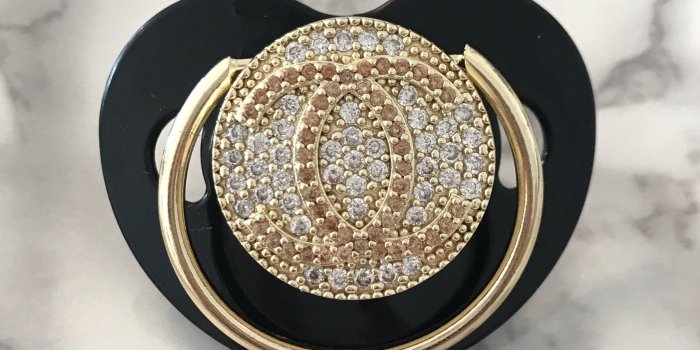 2048x1738 Fashionista Baby Chanel Inspired Swarovski Crystal Bling Pacifier