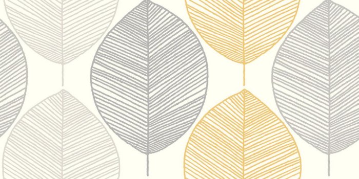 1000x1000 Scandi Leaf by Arthouse - Yellow - Wallpaper - 698401