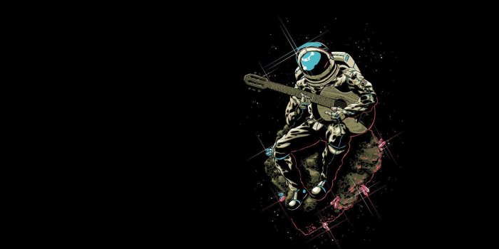 1920x1200 Cartoons rocks sparkles astronauts guitars sitting black background