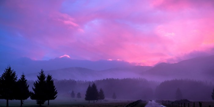 2048x1108 Misty Pink Sunset, HD Nature, 4k Wallpapers, Images, Backgrounds