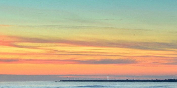 1080x1920 Beach, mist, blue orange sky, sunset, nature, 1080x1920 wallpaper